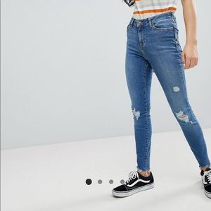 New Look Distressed Skinny Lift + Shape Jeans